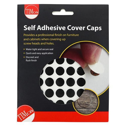 Self-Adhesive Cover Caps - Black - 13mm - 112 Pieces