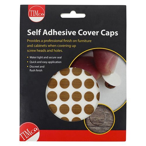 Adhesive Caps Natural Walnut - 13mm - 112 Pieces