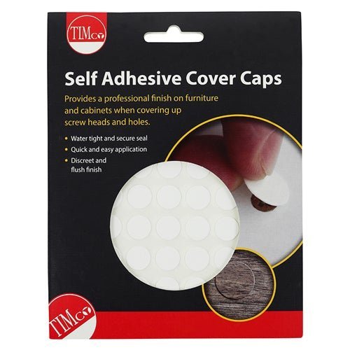 Self-Adhesive Cover Caps - White Gloss - 13mm - 112 Pieces
