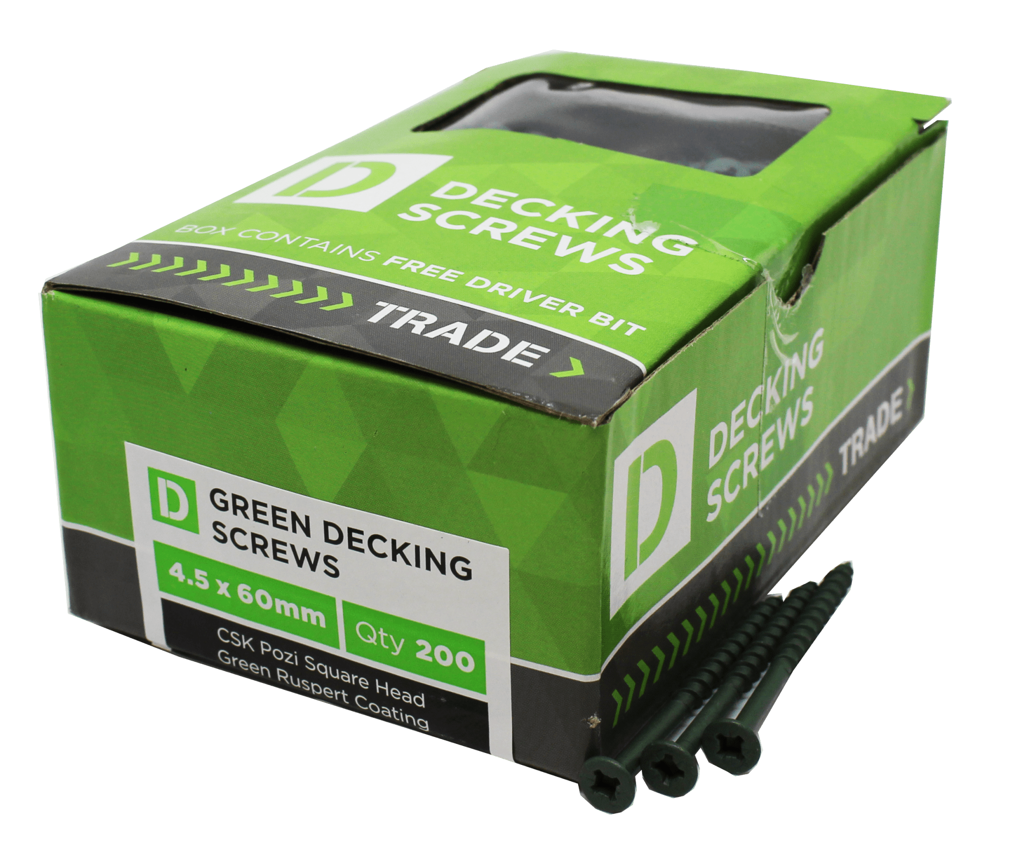 Deckings Screw - Pozi Drive - Exterior Green Coating - Box