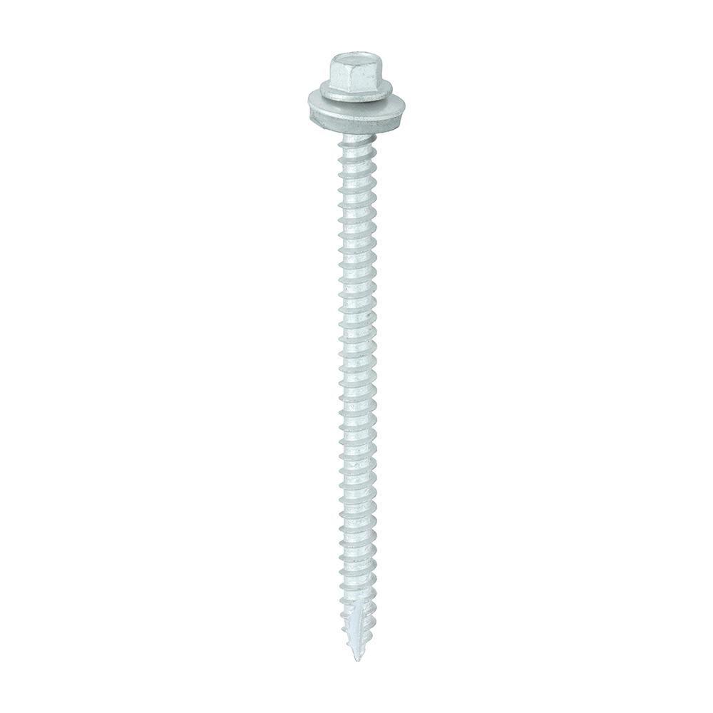 Metal Construction Thin Sheet Metal to Timber Screws - Hex - EPDM Washer - Slash Point - Exterior - Silver Organic