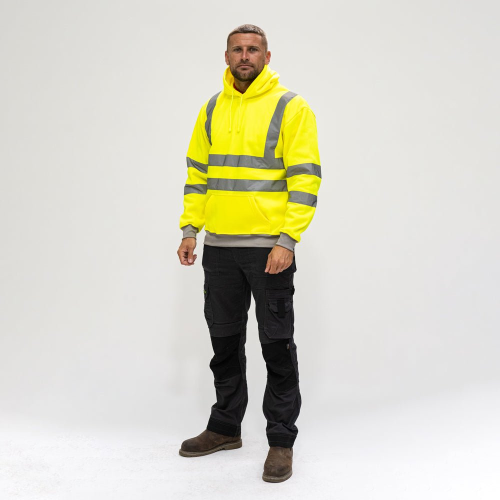 Hi-Visibility Sweatshirt with Hood - Hoodie - Hi Vis - Yellow