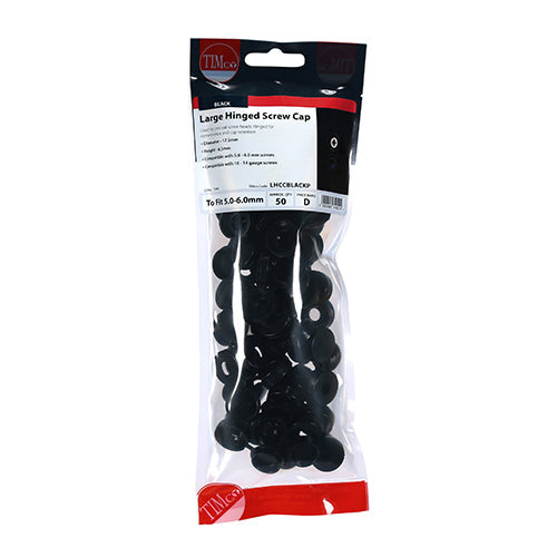 Hinged Screw Caps - Large - Black