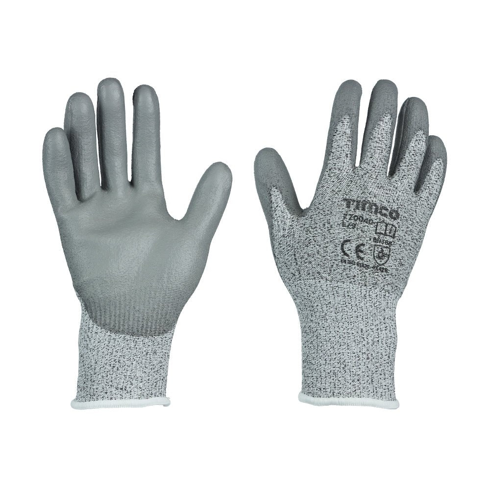 Medium Cut Gloves - PU Coated HPPE Fibre with Glass Fibre