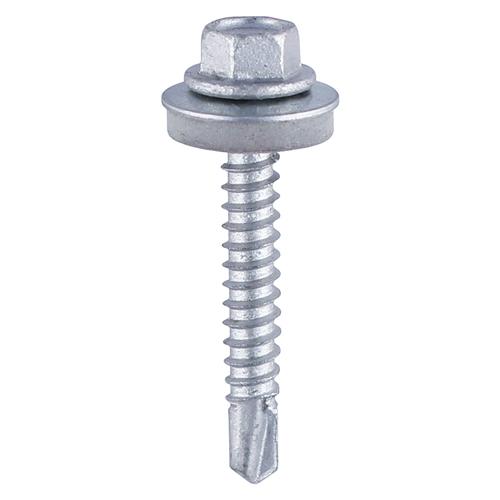 Metal Construction Heavy Section Screws - Hex - EPDM Washer - Self-Drilling - Zinc - Box 100