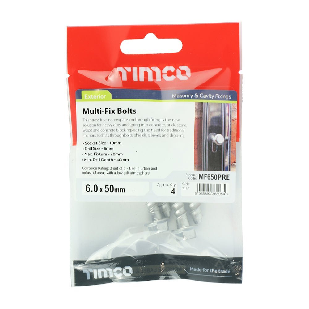 Masonry Bolts - Hex Flange - Exterior - Silver - Small Pack