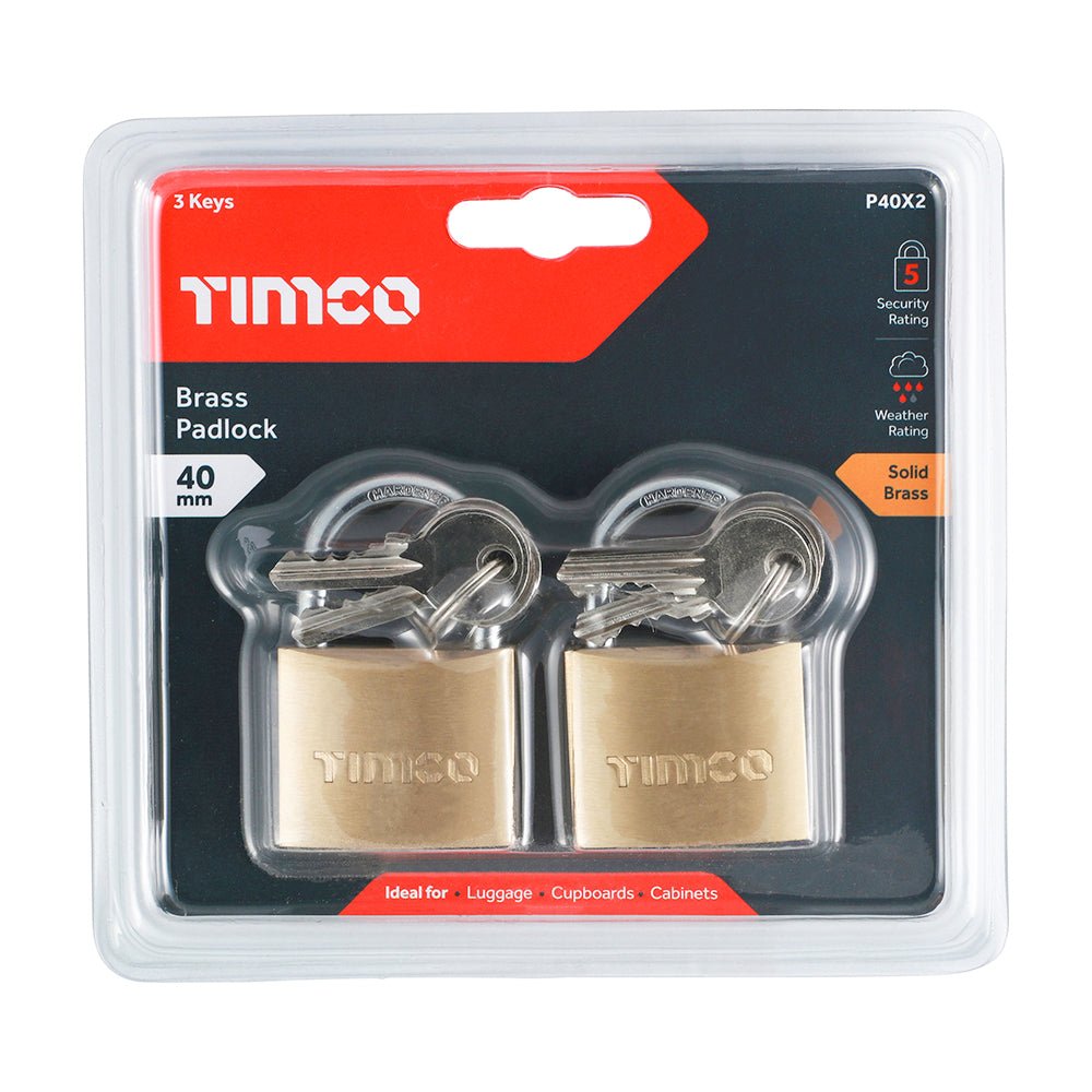 Brass Padlock - 40mm (Pack 2)