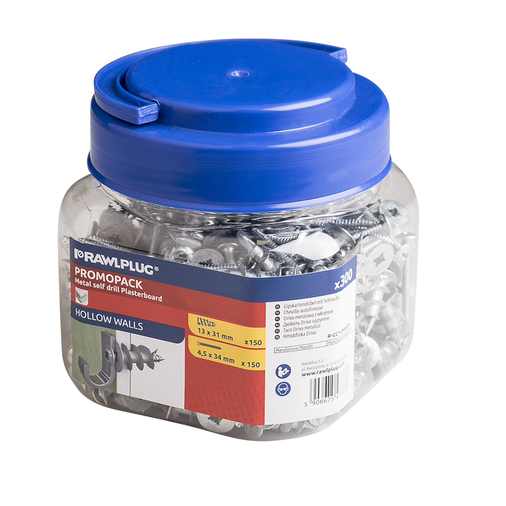 Rawlplug 'Dra02' Metal Self Drill Plasterboard Fixing (Mini-Jar Of 150)