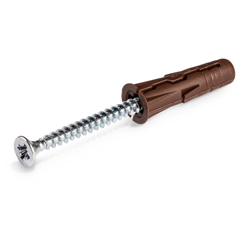 Rawlplug 'Uno' - Universal Contract Wallplug - Brown 7Mm With Screws (Mini-Jar Of 200)