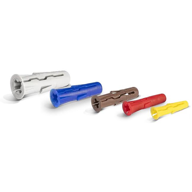 Rawlplug 'Uno' - Universal Contract Wallplug -Mixed - Yellow 5Mm, Red 6Mm, Brown 7Mm, Blue 8Mm And Grey 10Mm With Screws (Pk Of 150)