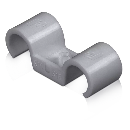 Rawlplug Double Plastic Clip For Plumbing Applications, Reinforced Pa, Diameter 25Mm (Box of 30)