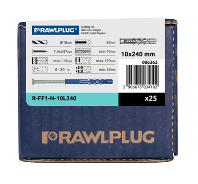 Rawlplug R-FF1-N Universal Frame Fixing - Countersunk - Zinc
