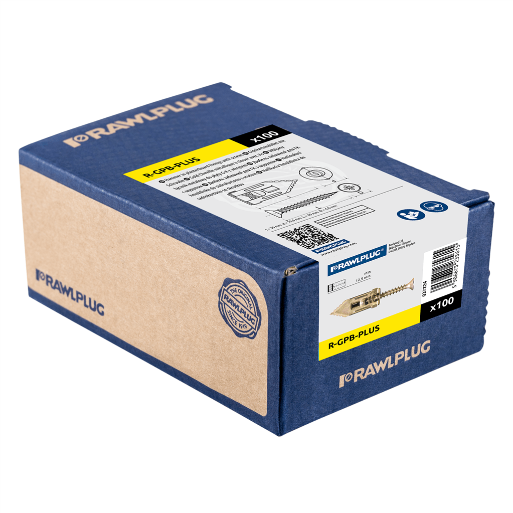 Rawlplug R-GPB-PLUS Tap-It Hammer-In With Screw For Plasterboard - Box 100
