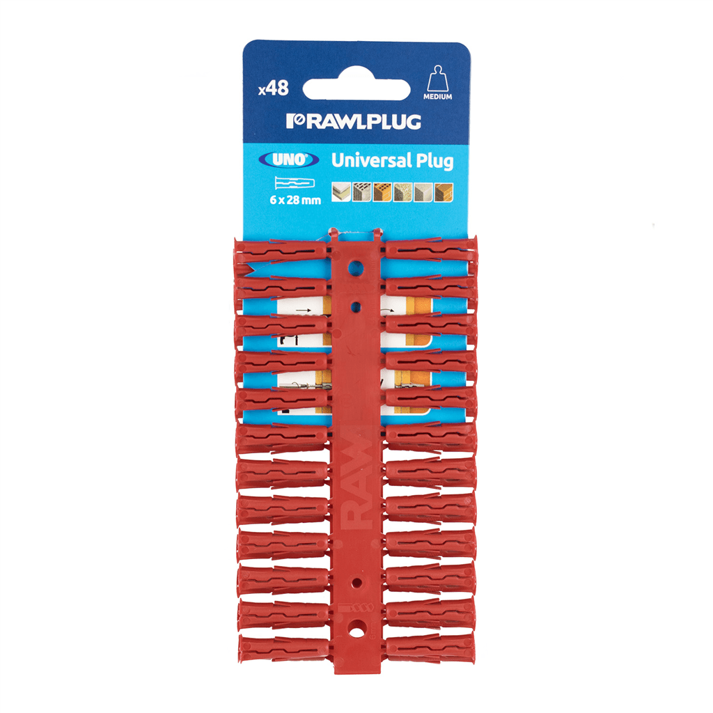 Rawlplug Uno Universal Plug - Red - 6mm - Pack 48