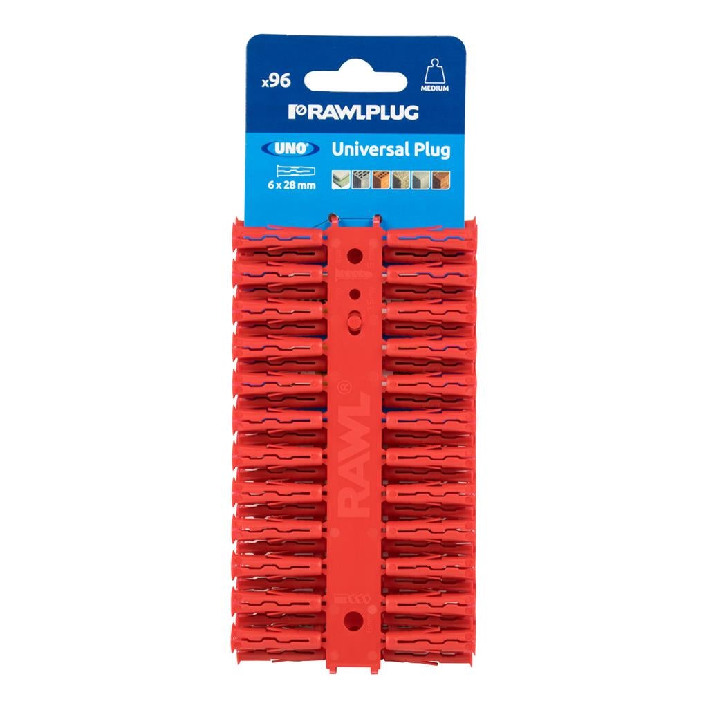 Rawlplug Uno Universal Plug - Red - 6mm - Pack 96