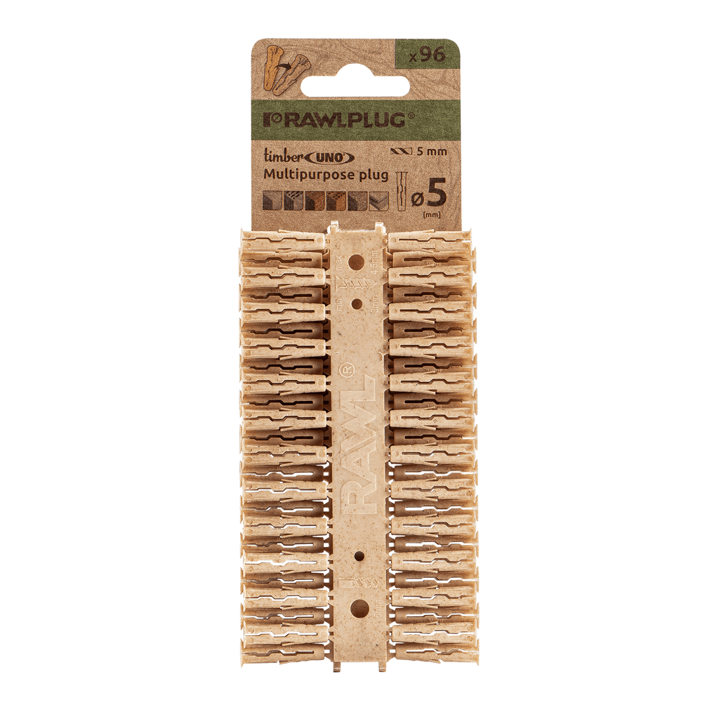 Rawlplug Uno Universal Plug Timber - Yellow - 5mm - Pack 96