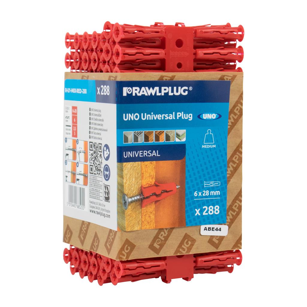 Rawlplug Uno Universal Plug Wrap - Red - 6mm - Pack 288