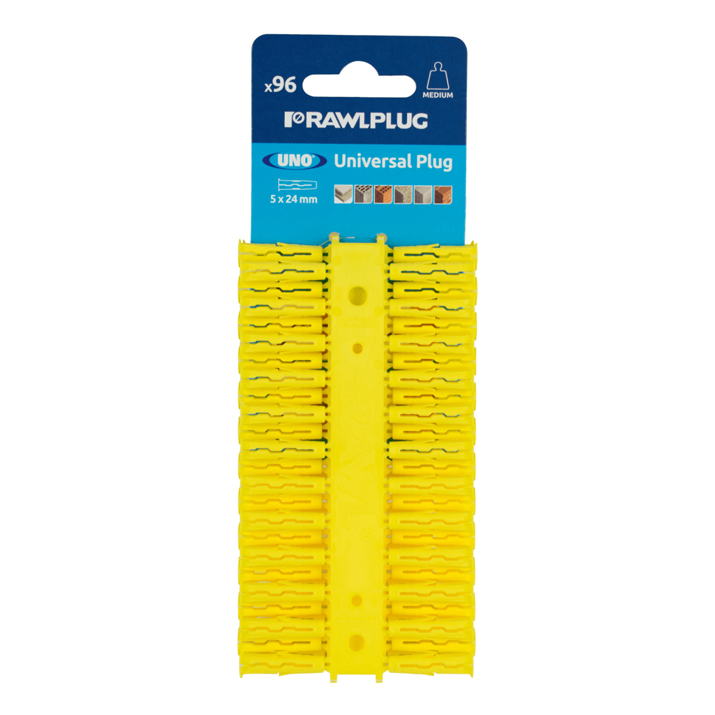 Rawlplug Uno Universal Plug - Yellow - 5mm - Pack 96