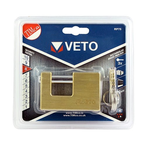 Brass Rectangle Padlock - 75mm