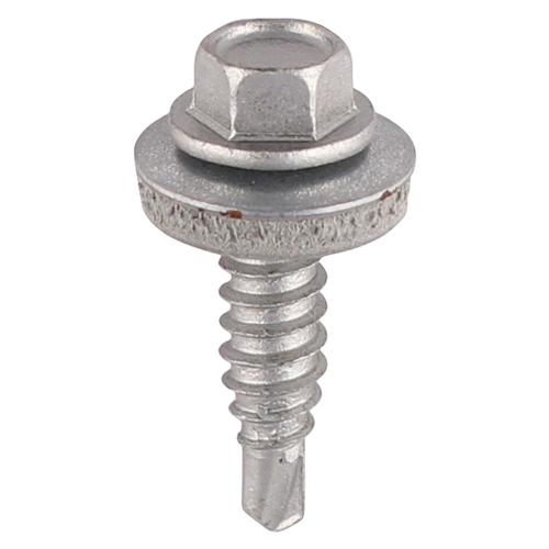 Metal Construction Stitching Screws - For Sheet to Sheet - Hex - EPDM Washer - Self-Drilling - Exterior - Silver Organic