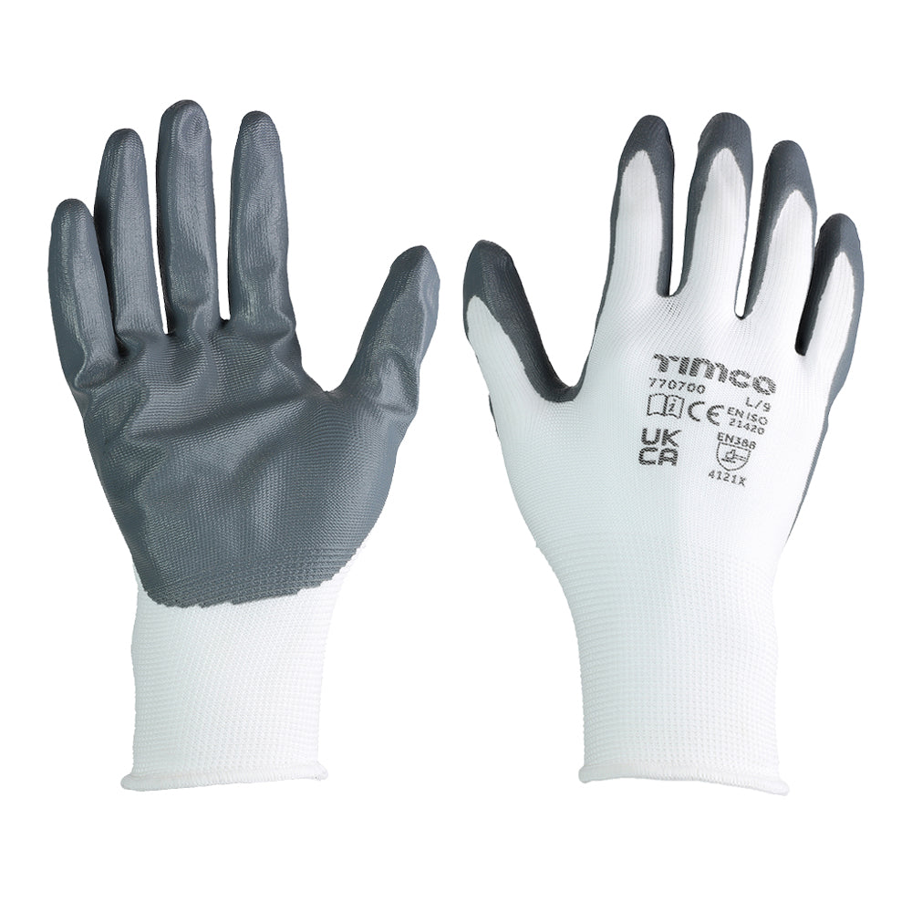 Secure Grip Gloves - Smooth Nitrile Foam Coated Polyester - Multi Pack