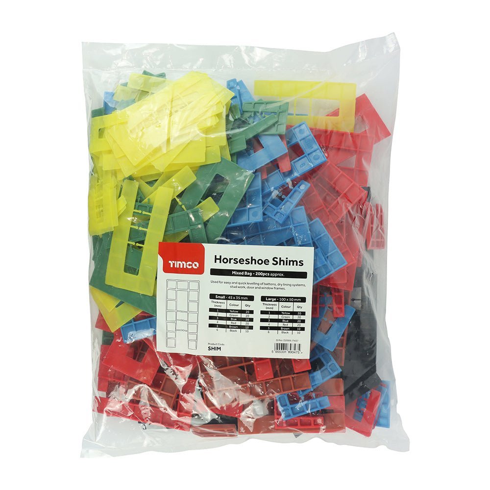 Assorted Horseshoe Shims - 1.0 - 6.0mm - Bag 200