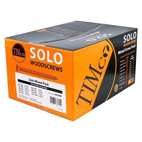 Solo Chipboard & Woodscrews - Mixed Pack - PZ - Double Countersunk - Yellow