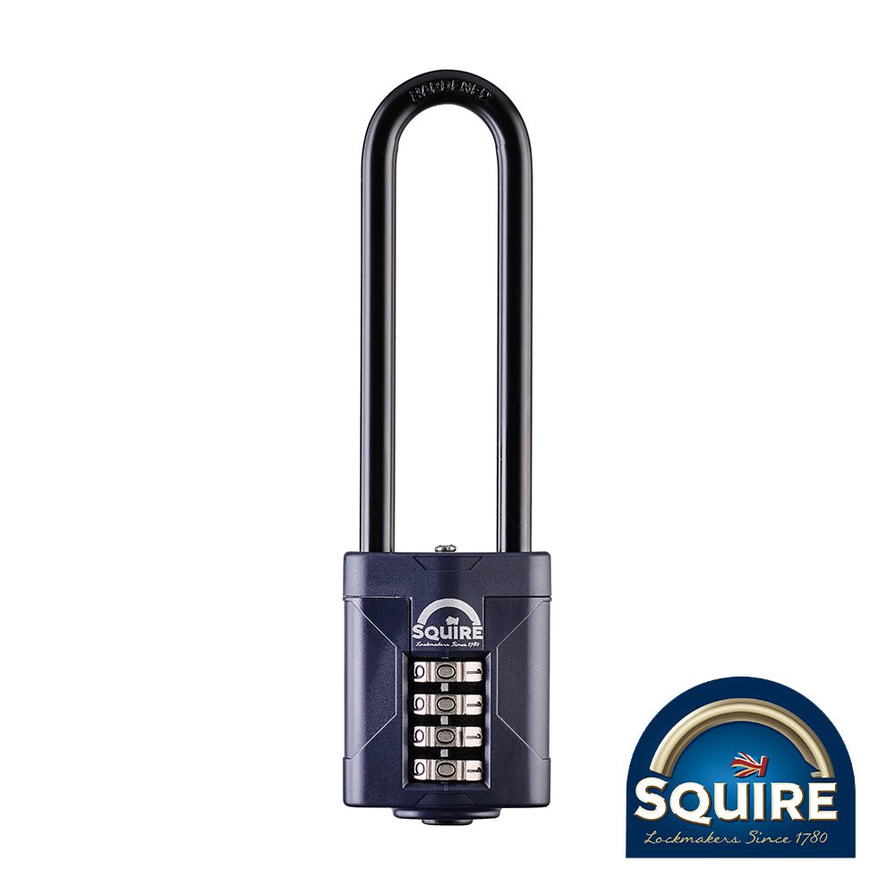 Squire CP50/4 Combination Padlock Steel Long Shackle - 50mm