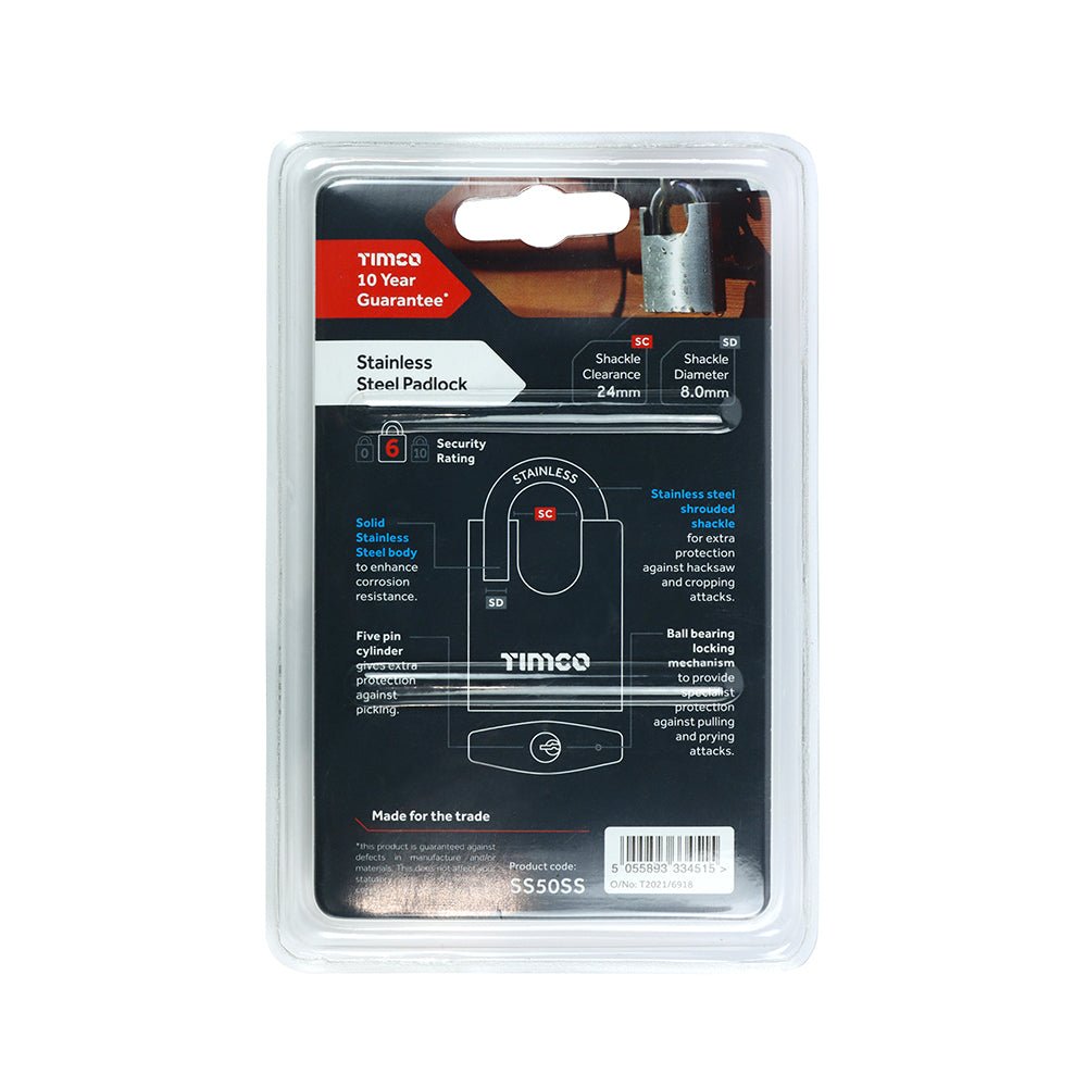 Stainless Steel Padlock - 50mm