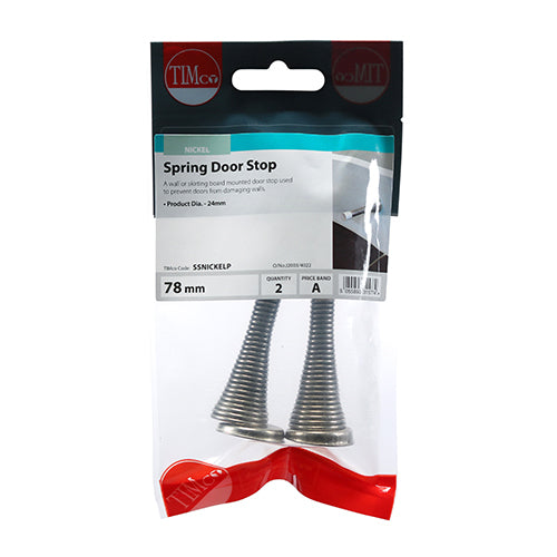 Spring Door Stop - Nickel - 78 x 24 (Pack 2)