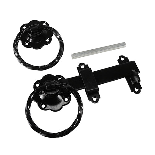 Ring Gate Latch - Twisted - Black