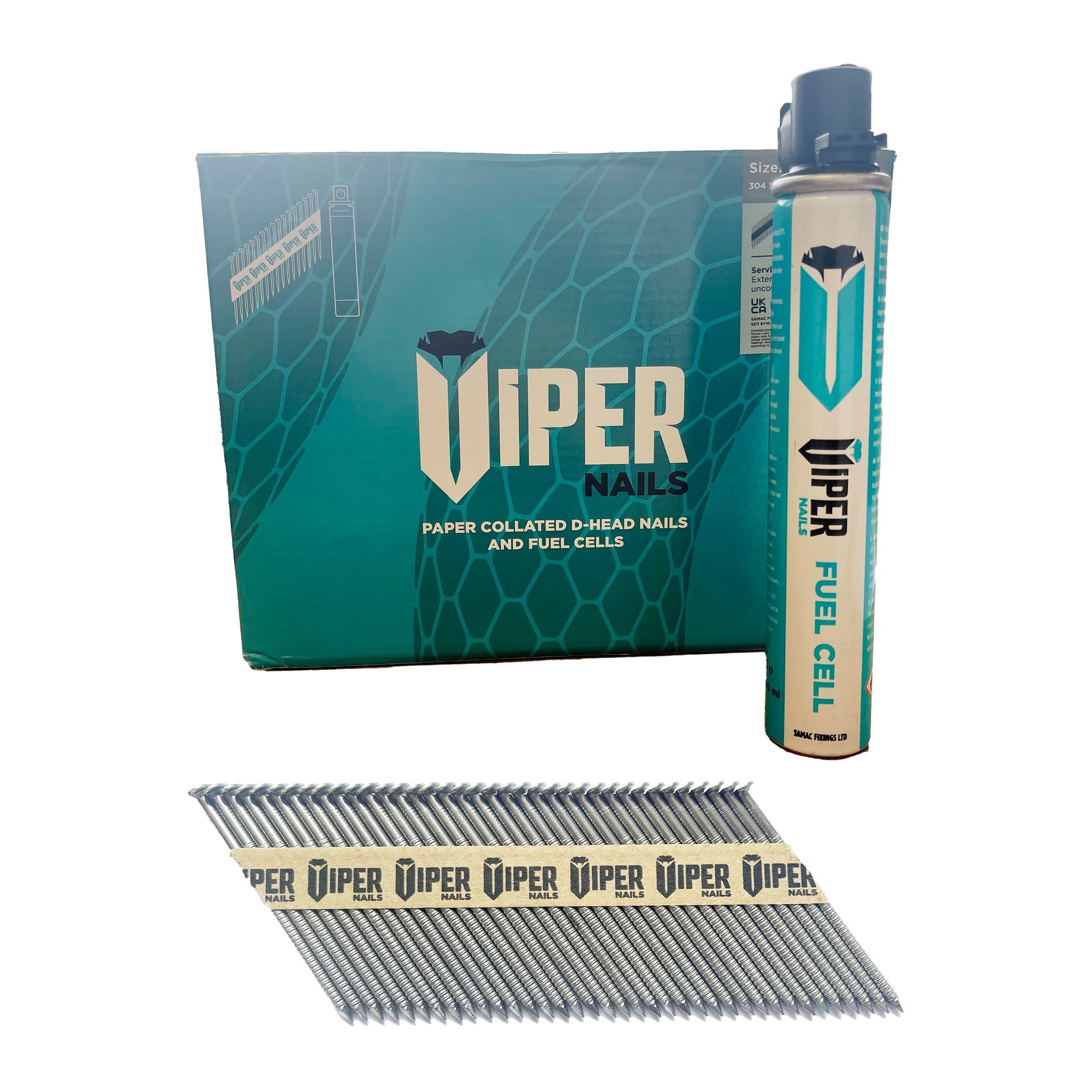 Viper Ring Shank Gas Clipped Head Collated Nails - Stainless Steel 304 - 1 Fuel - Handy Pack